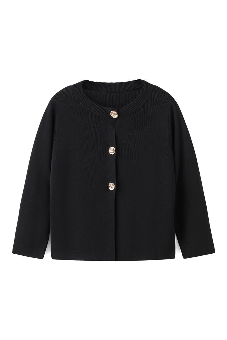Front Button Cardigan, Alternate, color, BLACK