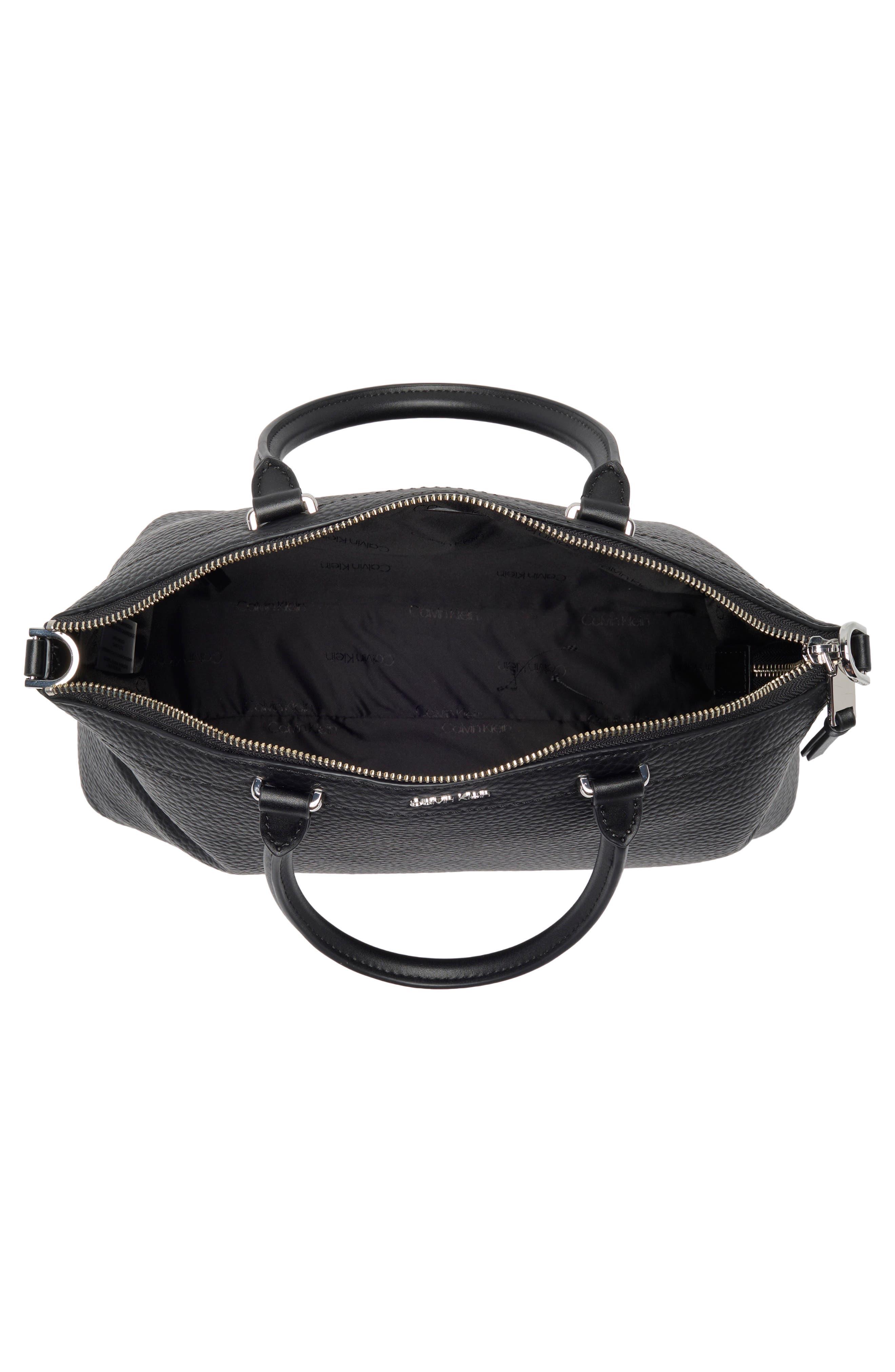 Calvin Klein Cypress Satchel Bag, Alternate, color, Black/ Silver