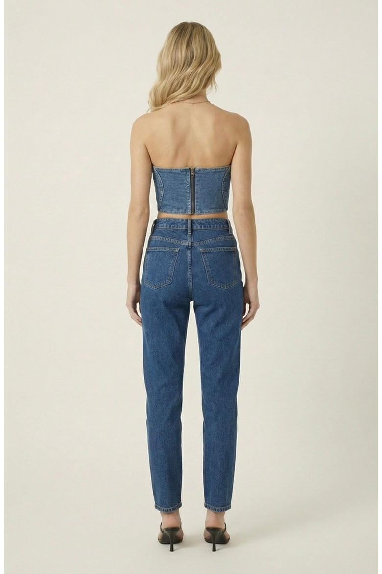 Strapless Denim Heart Shaped Panel Corset Top, Alternate, color, Medium-Wash Blue