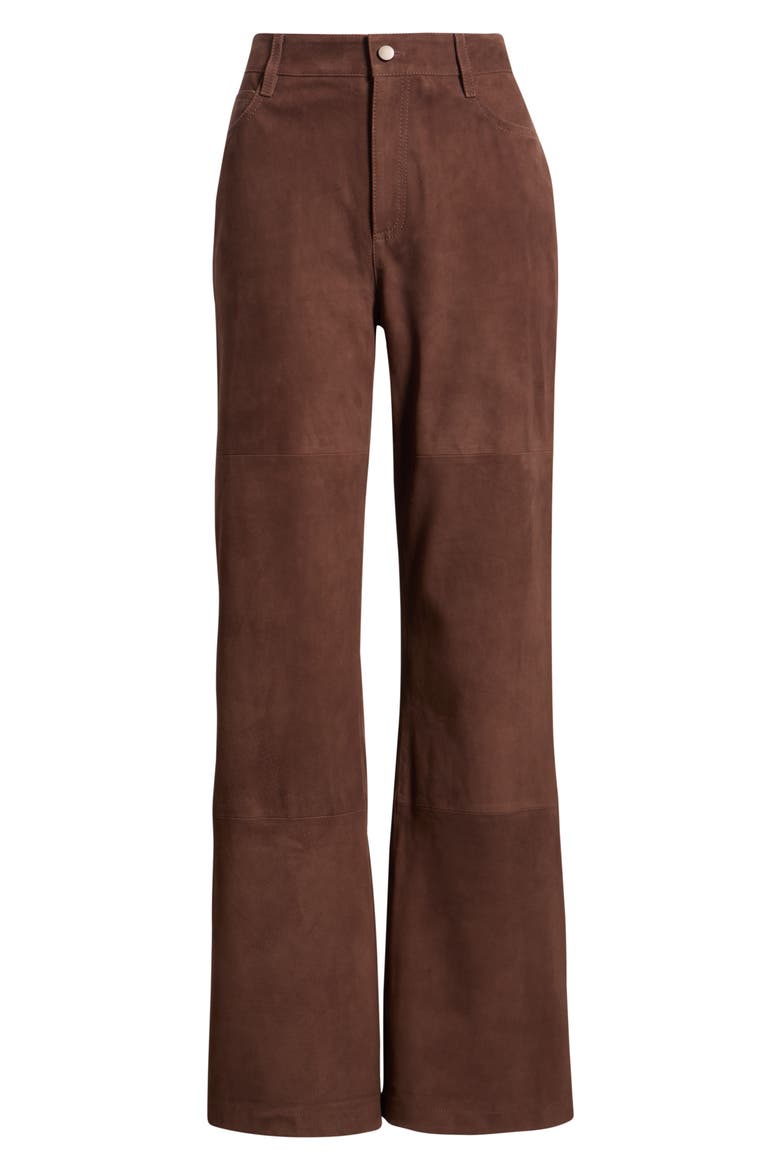 Flare Leg Suede Pants, Alternate, color, BROWN CHICORY