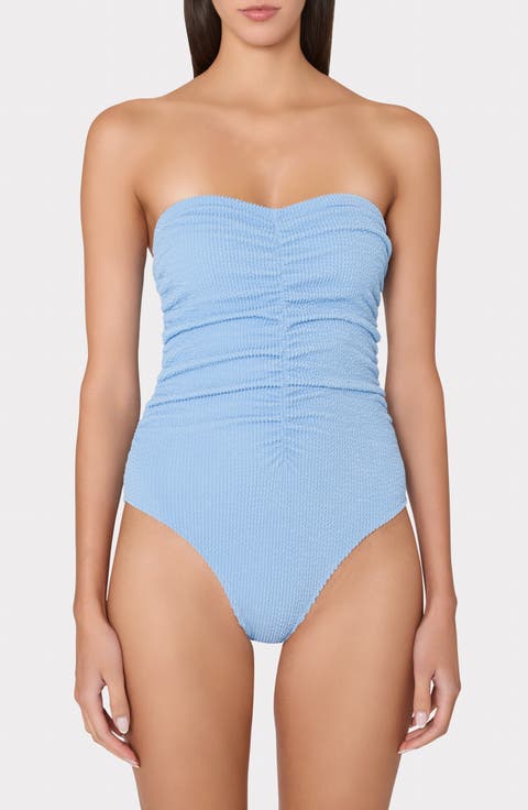 Textured Ruched One-Piece Swimsuit
