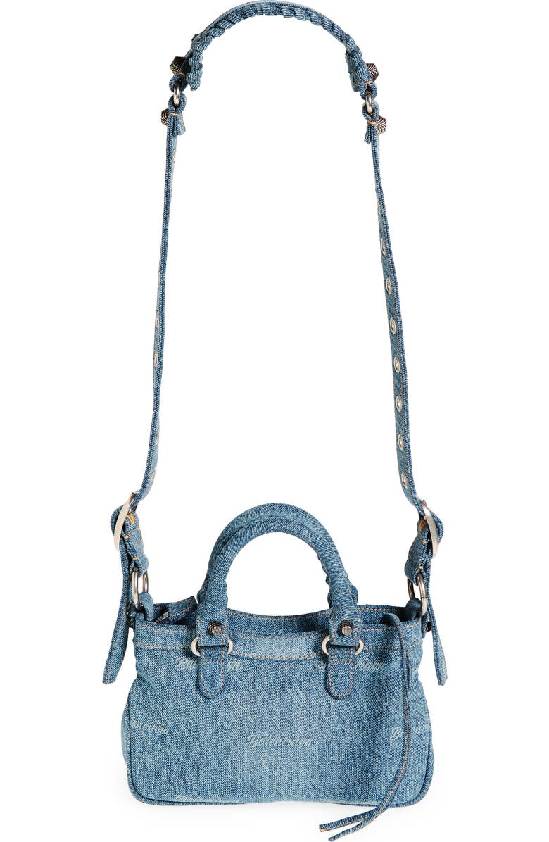 Balenciaga Small Neo Cagole Logo Denim Tote, Alternate, color, 4317 Pale Blue