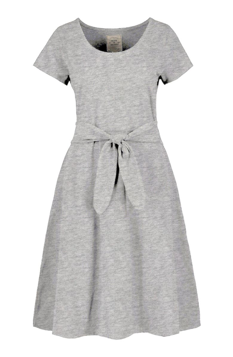 Hope & Henry Women's Organic Tie-Waist Knit Dress, Alternate, color, Gray Heather Solid