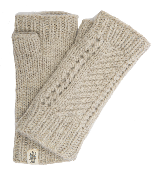 Nirvanna Designs Diagonal Knit Handwarmers in Linen 
