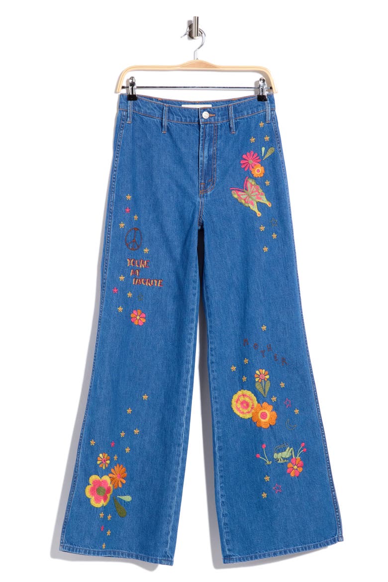 The Heyday Hustler Roller High Waist Embroidered Wide Leg Jeans, Alternate, color, HODGEPODGE