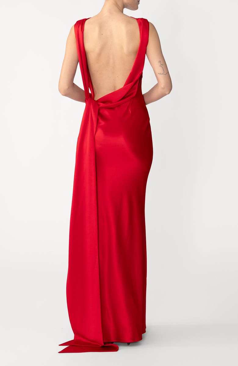 SAU LEE Calli Satin Backless Gown, Alternate, color, Red