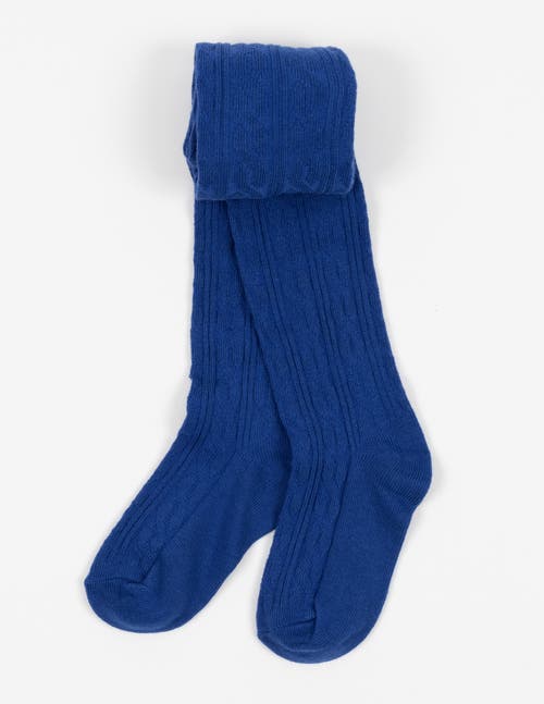 Leveret Girls Cable Knit Tights, Cotton Blend In Blue