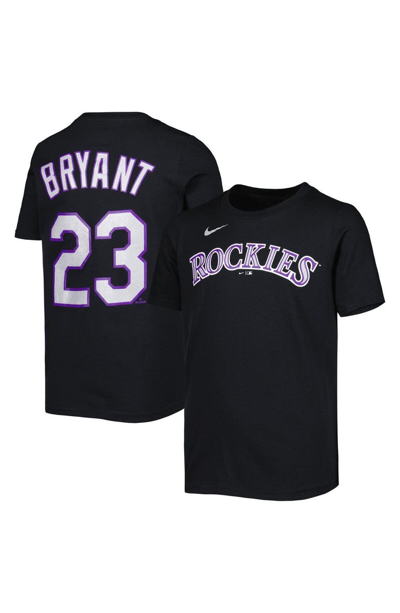 Nike Youth Nike Kris Bryant Black Colorado Rockies Player Name & Number T-Shirt, Main, color,