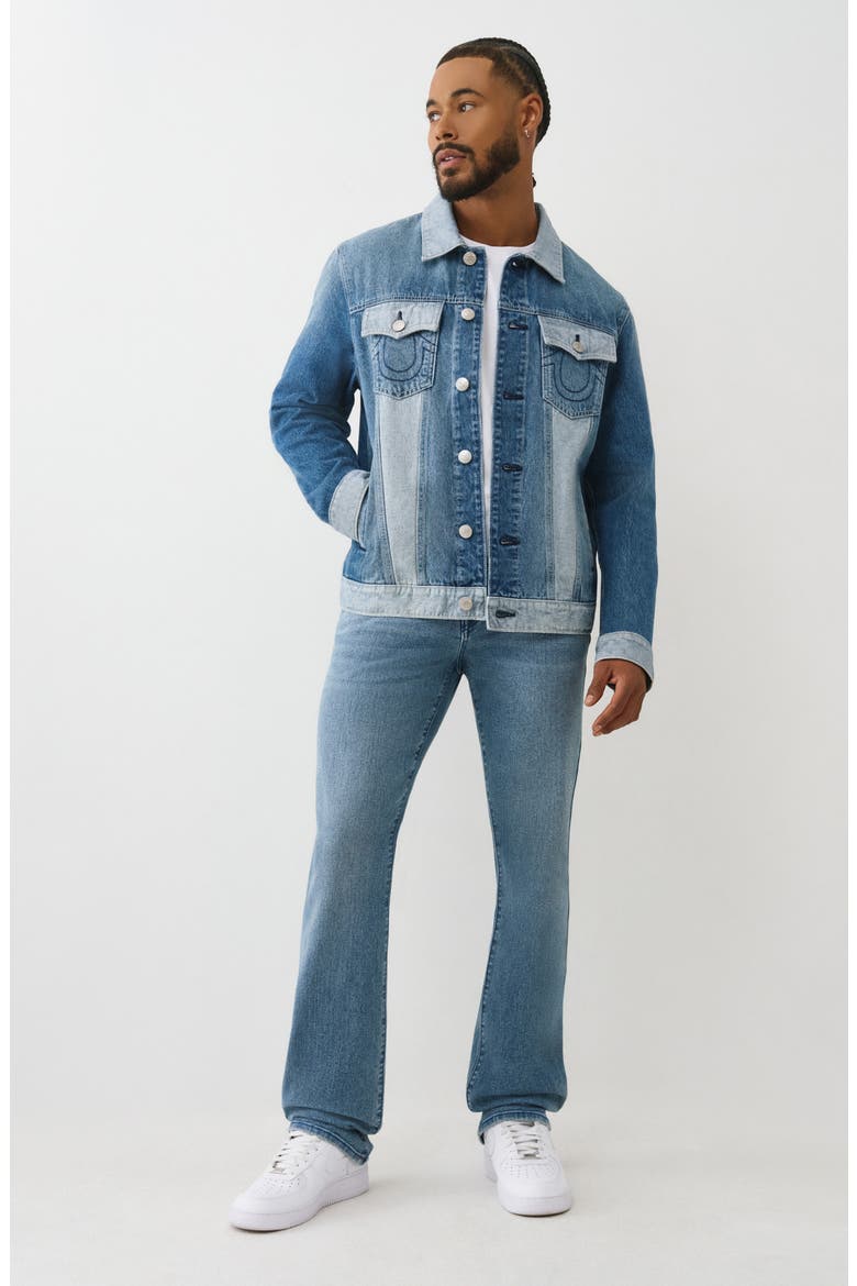 Reverse Denim Trucker Jacket, Alternate, color, LIGHT WINTERGREEN WASH
