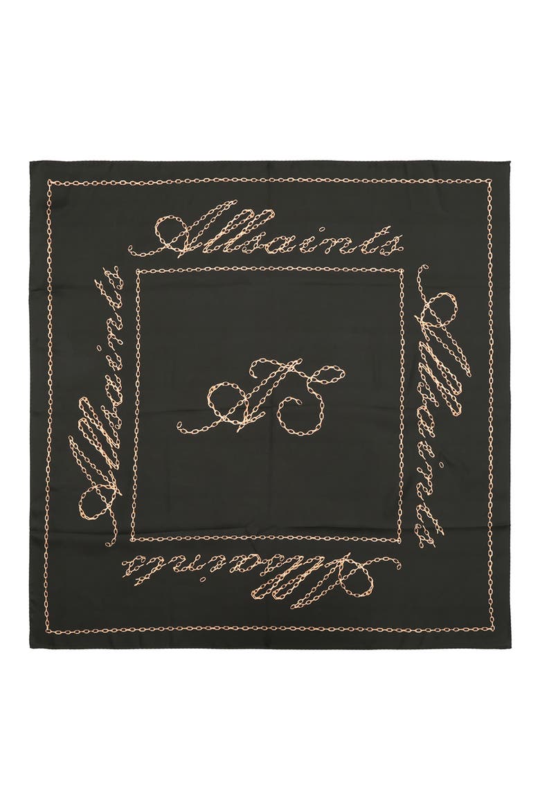 Allchains Silk Square Scarf, Alternate, color, BLACK