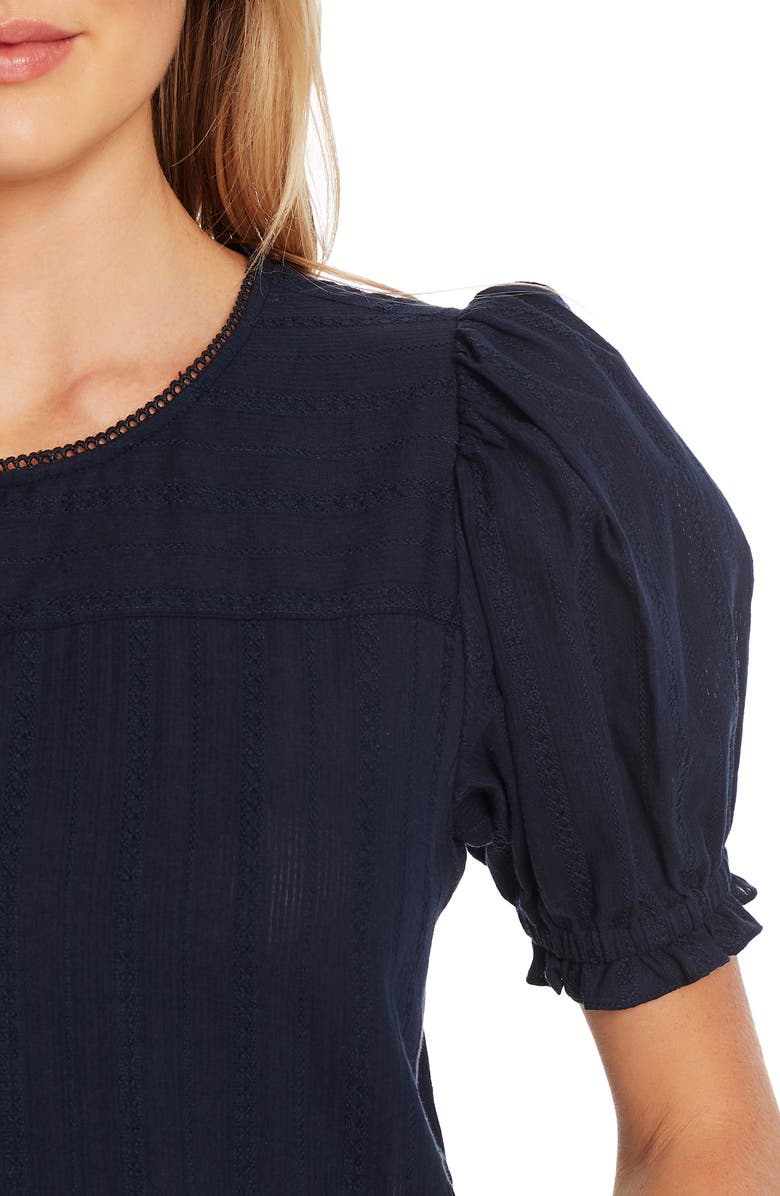 CeCe Stripe Puff Sleeve Cotton Blouse, Alternate, color, 