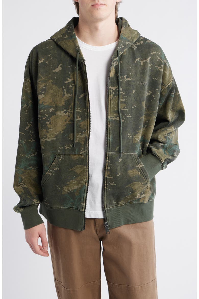 Benton Camo Cotton French Terry Zip Hoodie, Main, color, CAMO COMBI GREEN GARMENT DYED