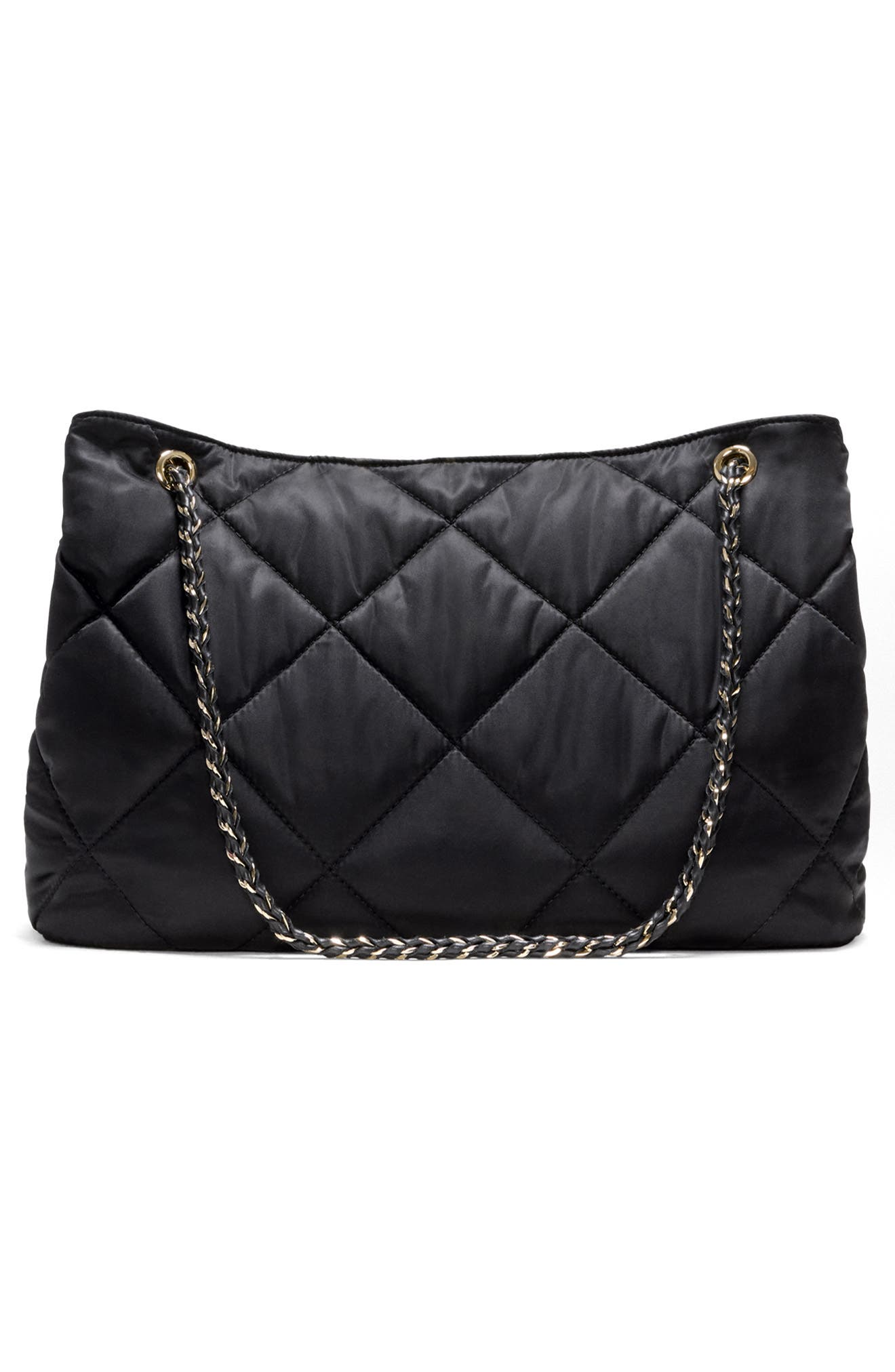 Small Frankie Quilted Tote, Alternate, color, BLACK