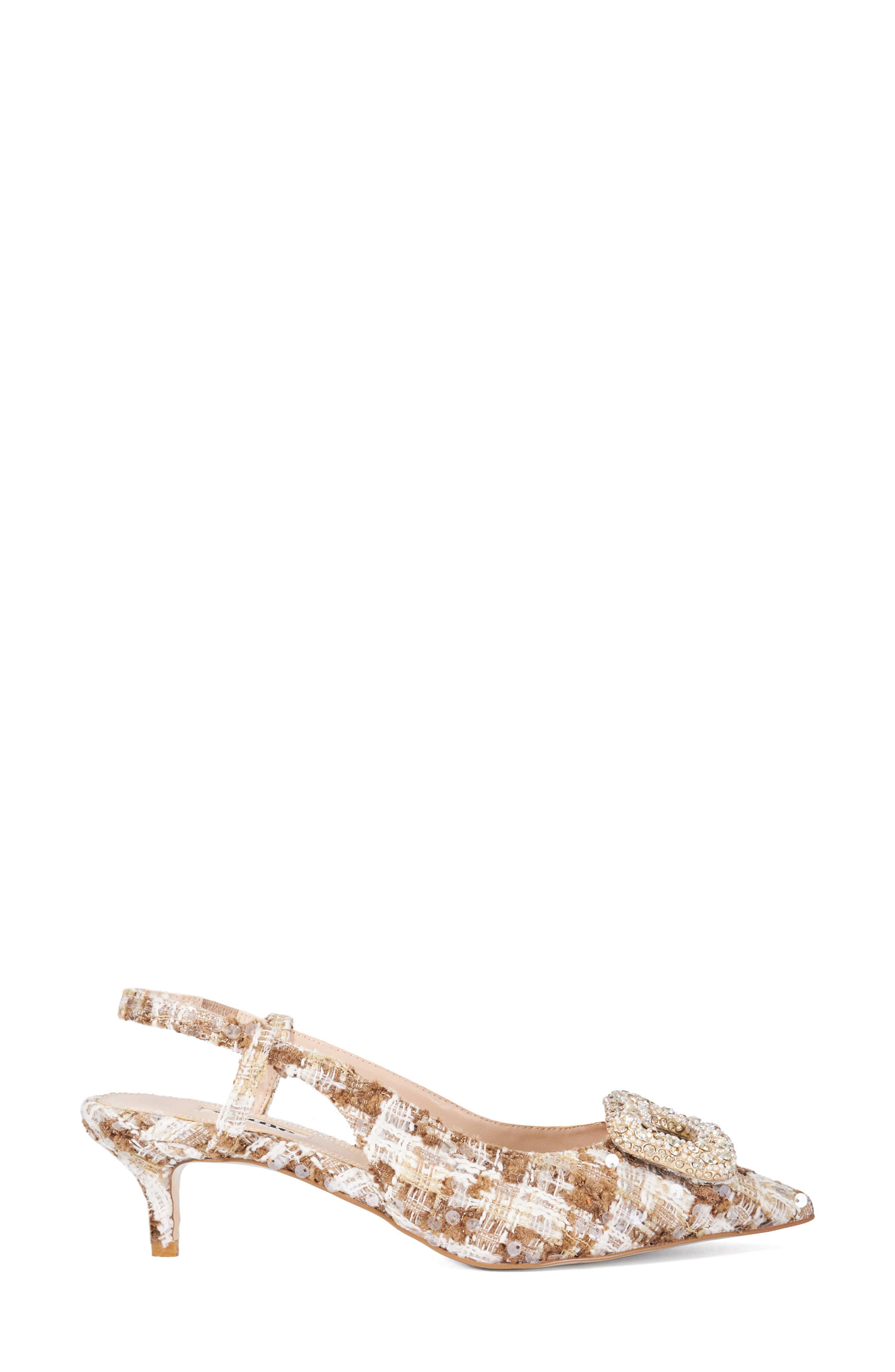 Dune London Centrepiece Slingback Pointed Toe Kitten Heel Pump, Alternate, color, 