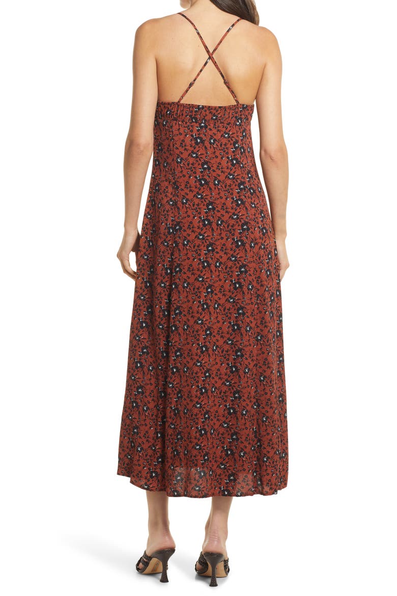 Cami Front Button Maxi dress, Alternate, color, RUST WATERCOLOR FLORAL