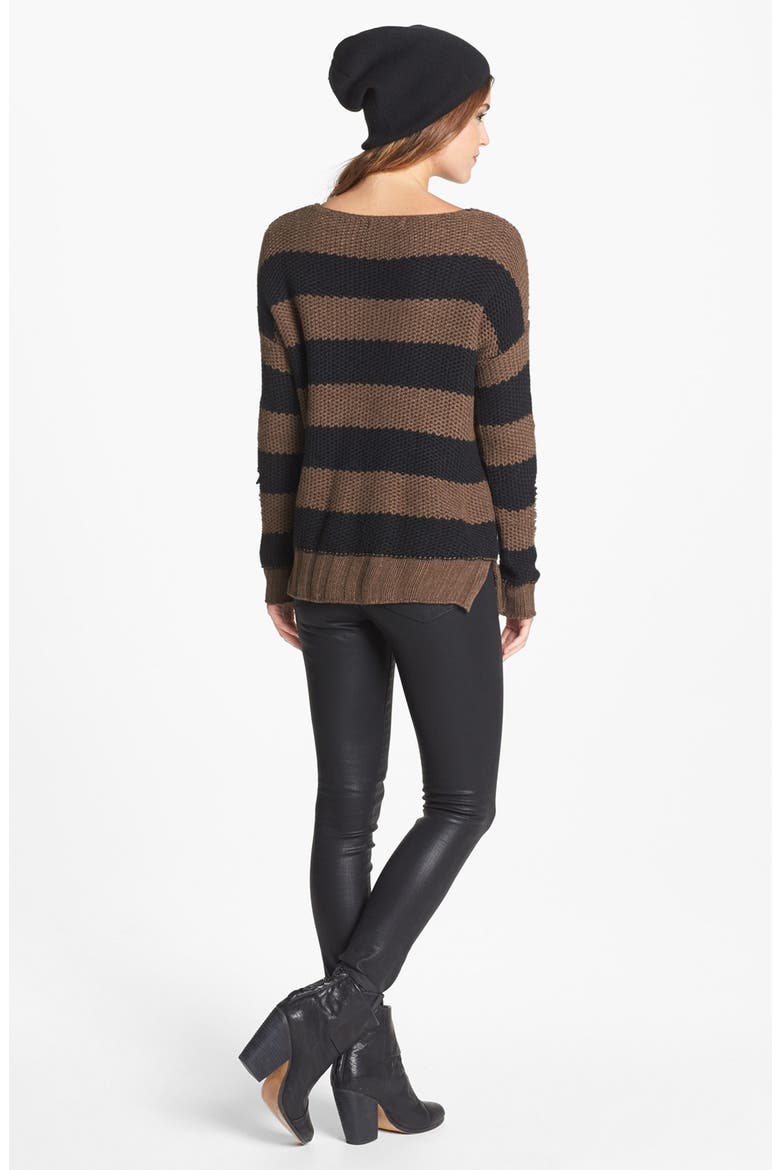 Shredded Stripe Sweater, Alternate, color, BLACK/ OAK