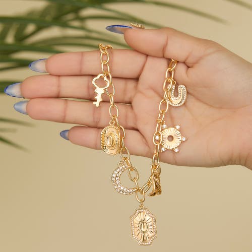 Jessica Simpson Starburst Charm Necklace In Gold