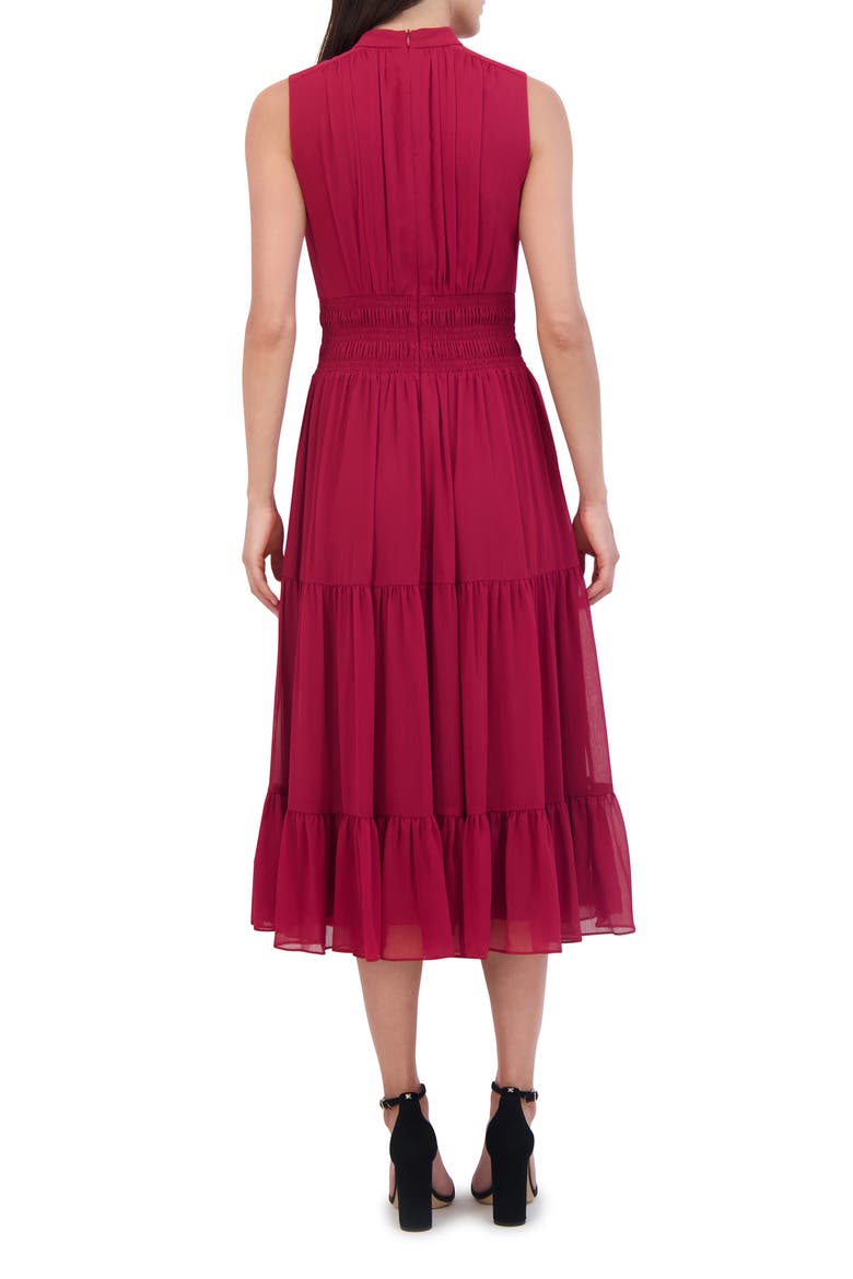 Shirred Waist Sleeveless Tiered Midi Dress, Alternate, color, WNE