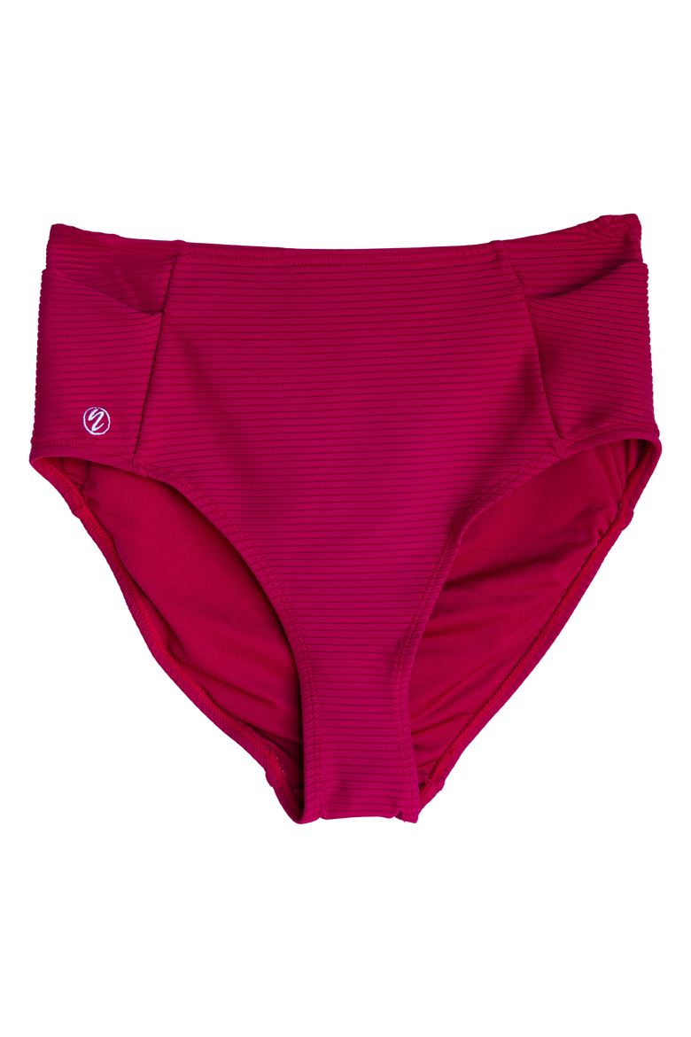 Flat Rib Yoga Pocket Swim Bottom, Alternate, color, Berry