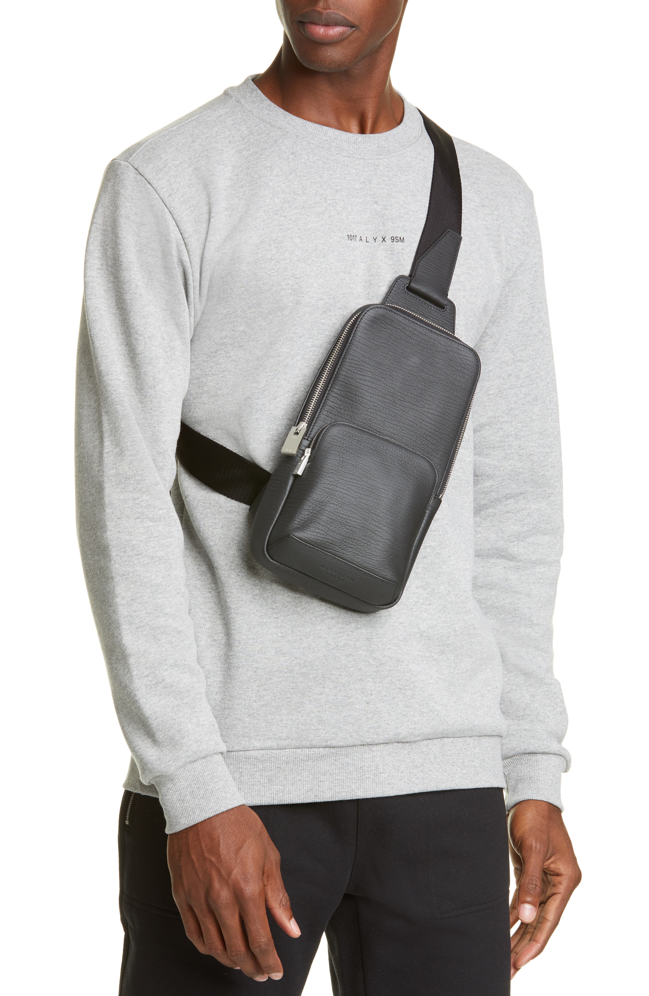 1017 ALYX 9SM Leather & Nylon Crossbody Bag, Alternate, color, 