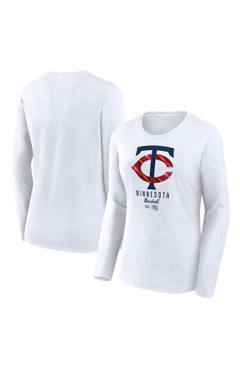 FANATICS Women's Fanatics Branded  White Minnesota Twins Lightweight Fitted Long Sleeve T-Shirt, Main, color, 