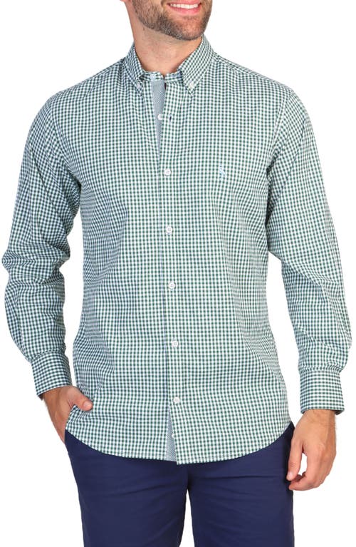 TailorByrd Gingham Stretch Button-Down Shirt in Green 