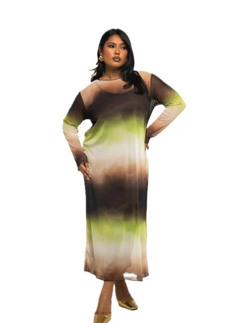 Flowy Ombre Print Midi Dress