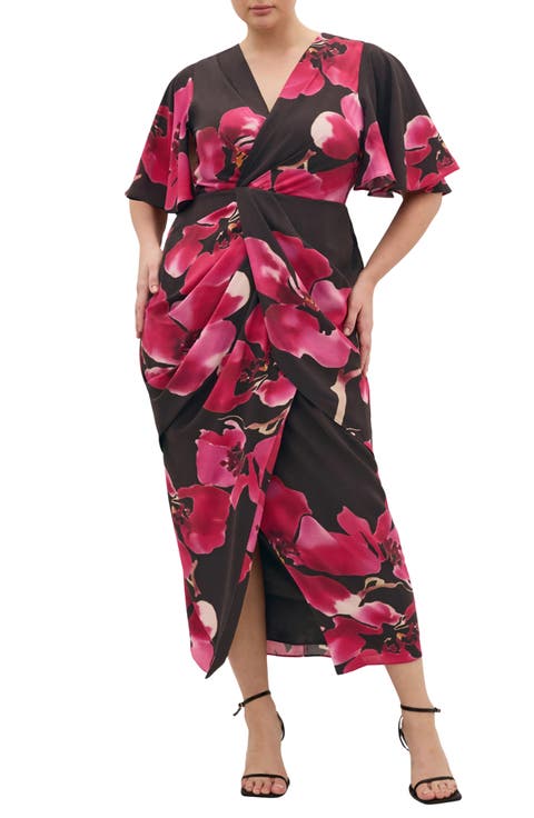 Braelynn Floral Flutter Sleeve Maxi Dress (Plus)