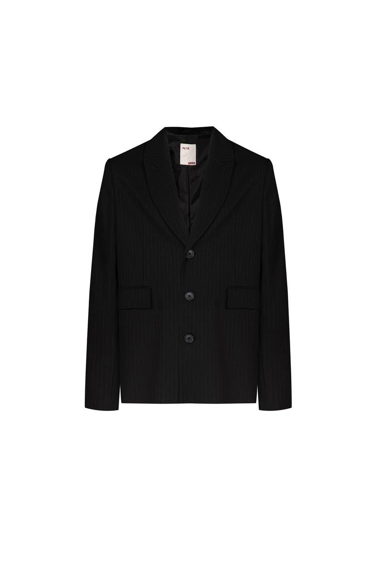 PCFG Free Heaven Eyelet Details Striped Blazer, Main, color, Black