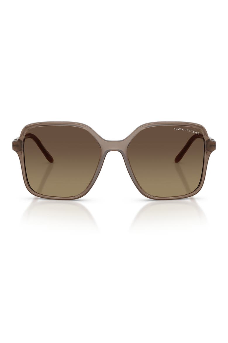 53mm Gradient Polarized Butterfly Sunglasses, Main, color, OPAL BROWN / YELLOW POLAR