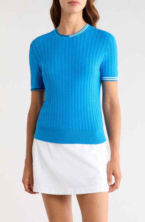Cable Knit Short Sleeve Sweater