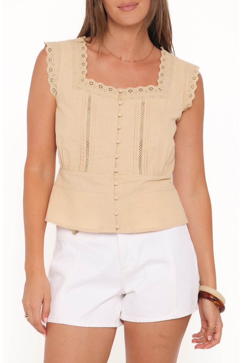 Luke Embroidered Sleeveless Top, Main, color, KHAKI