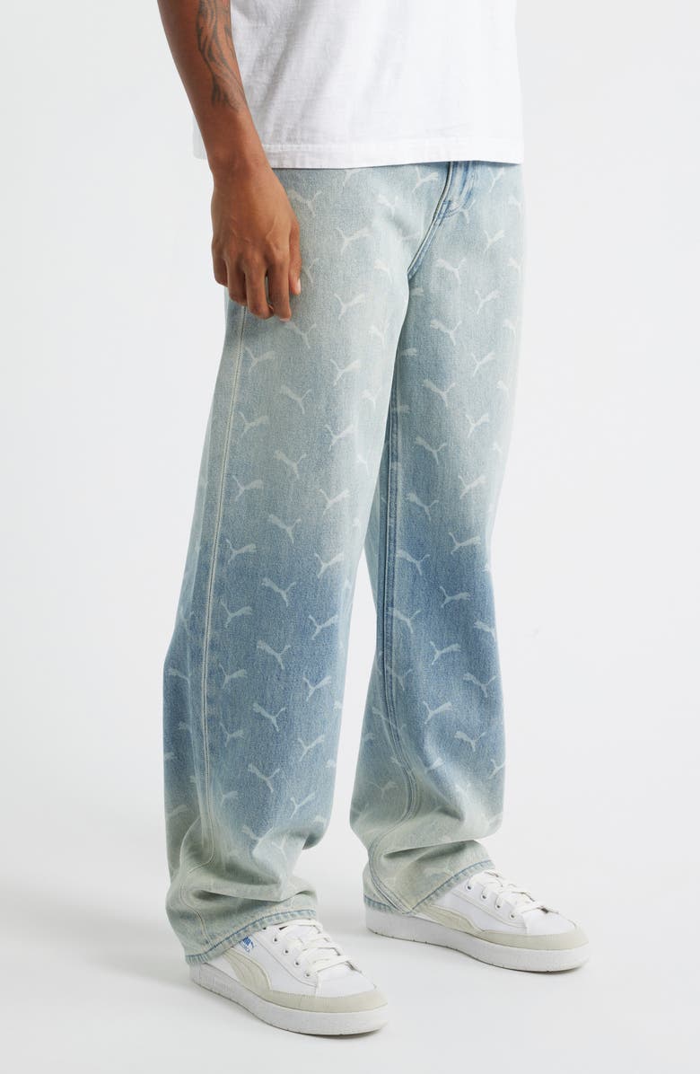 PUMA x A$AP Rocky Laser Monogram Baggy Jeans, Alternate, color, Faded Denim