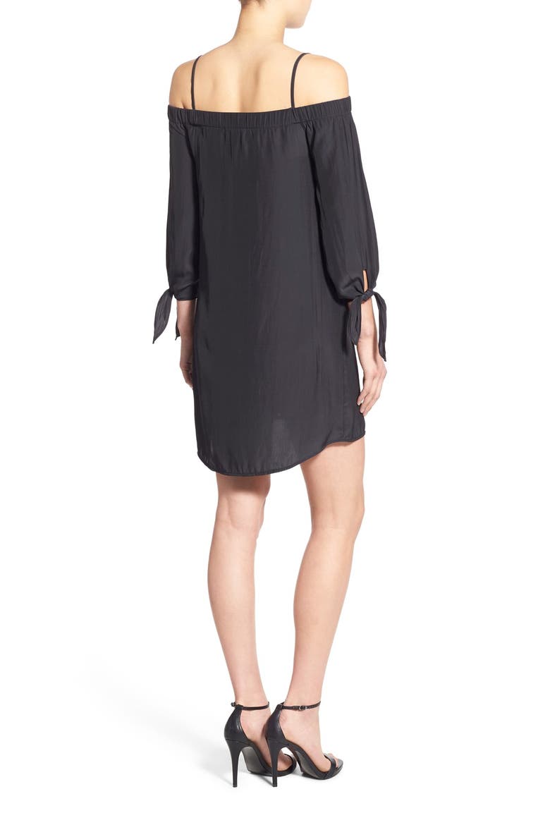 Cold Shoulder Shift Dress, Alternate, color, BLACK