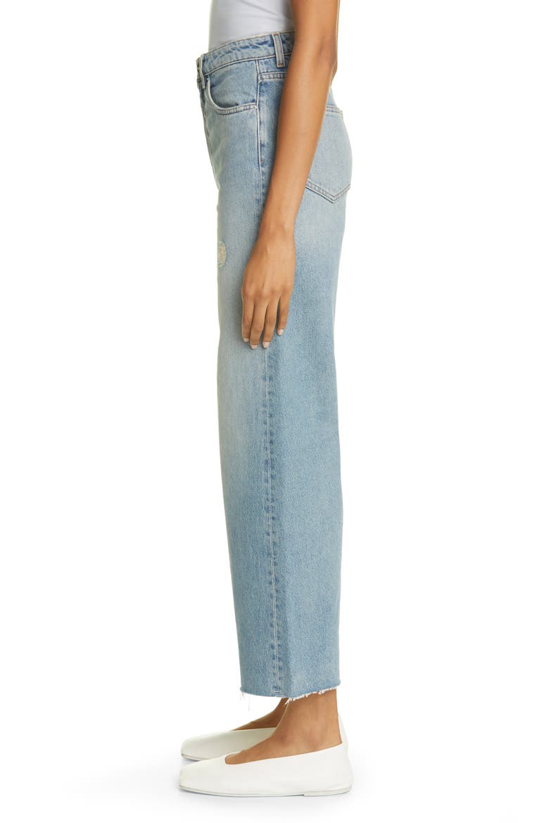 Totême Organic Cotton Crop Flare Wide Leg Jeans, Alternate, color, DISTRESSED BLUE