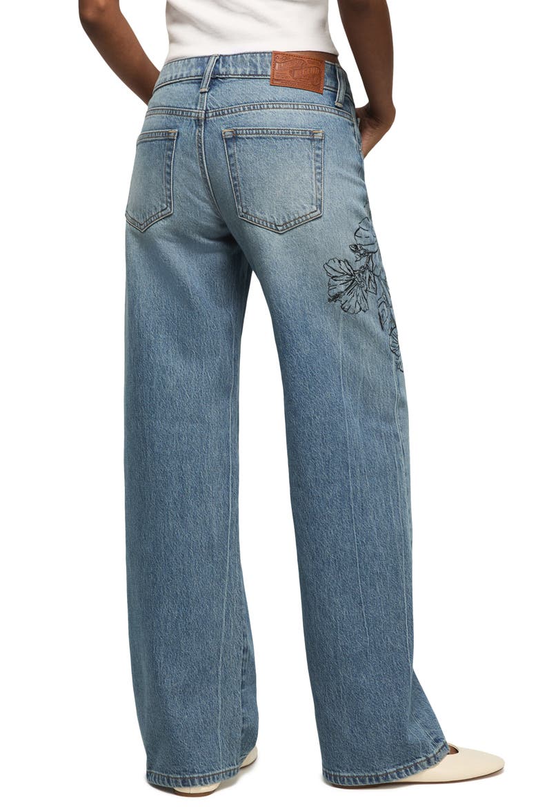 Floral Embroidered Baggy Wide Leg Jeans, Alternate, color, ISLAND TIME WASH