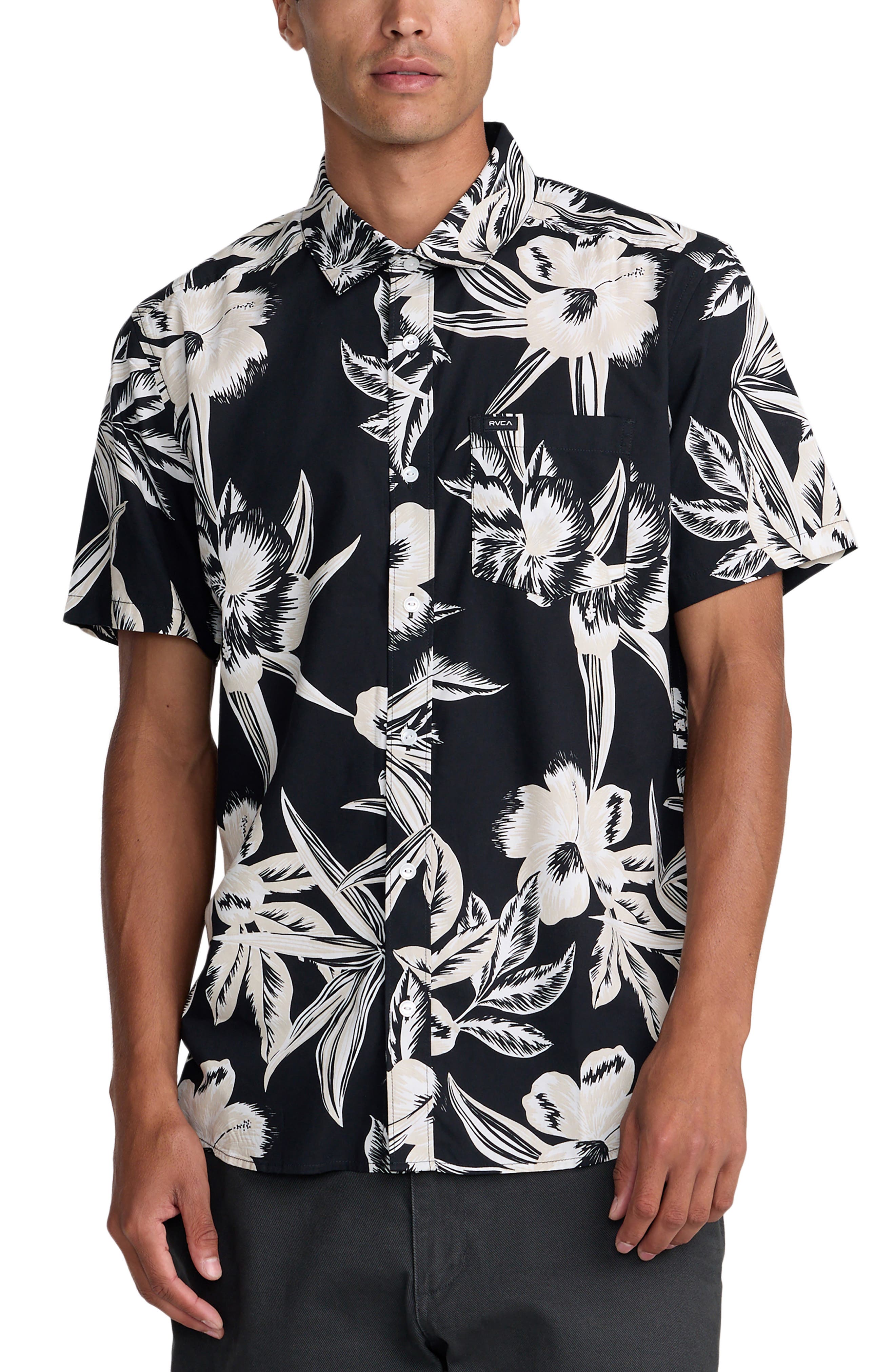 Overspray Floral Short Sleeve Button-Up Shirt