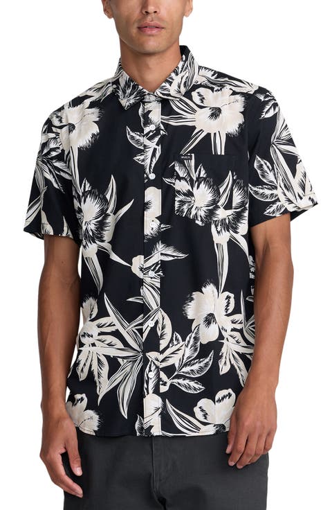 Overspray Floral Short Sleeve Button-Up Shirt