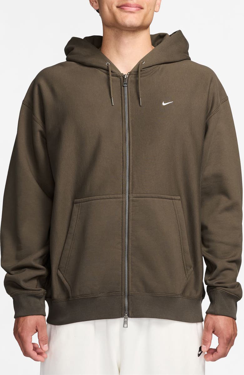 Nike Life Fleece Full Zip Hoodie, Main, color, Dark Hazel/ White