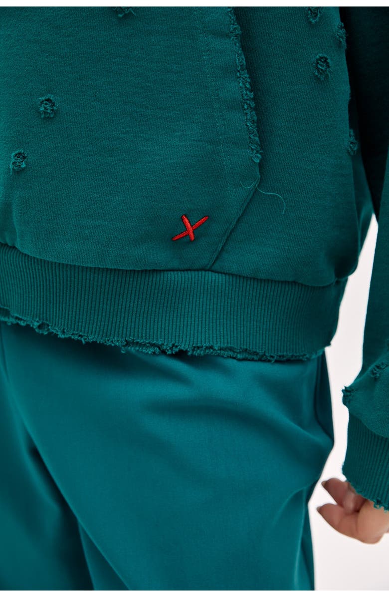 PCFG Cotton Destroyed Hoodie, Alternate, color, Green