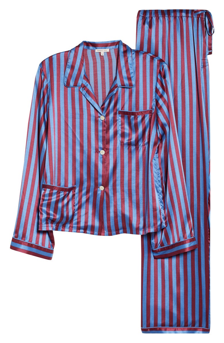 Morgan Lane Stripe Silk Pajamas, Main, color, 