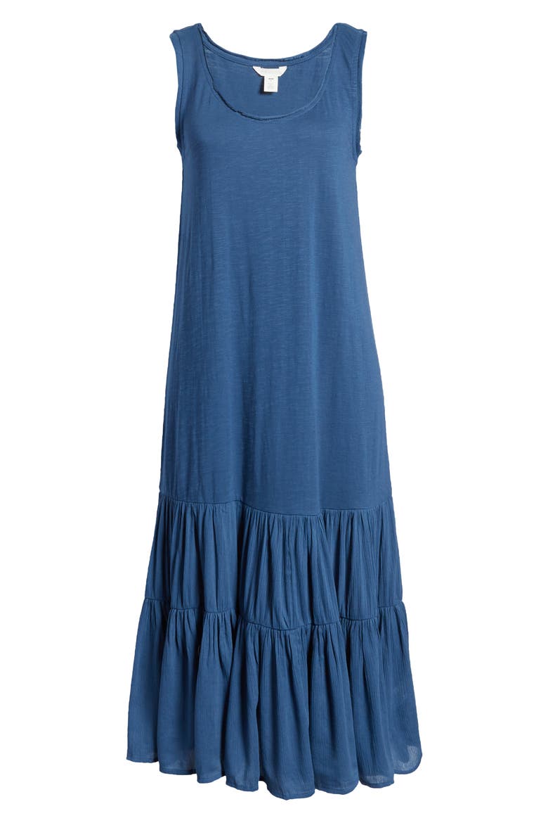 Mixed Media Drop Waist Maxi Dress, Alternate, color, BLUE ENSIGN