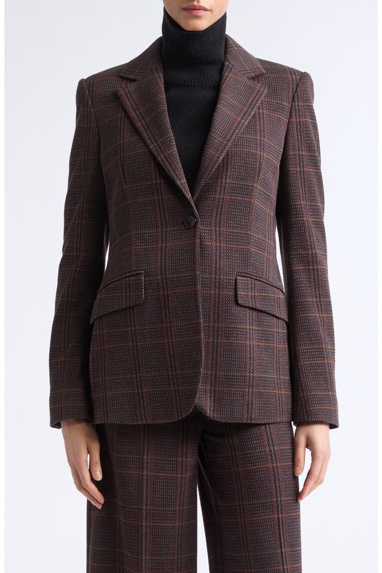 Abate Plaid Virgin Wool Blend Jacket, Main, color, BROWN BORDEAUX