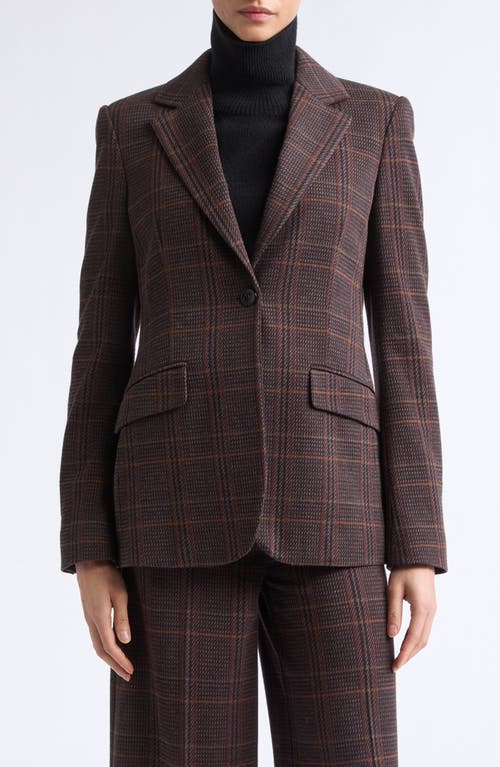 Max Mara Abate Plaid Virgin Wool Blend Jacket In Brown