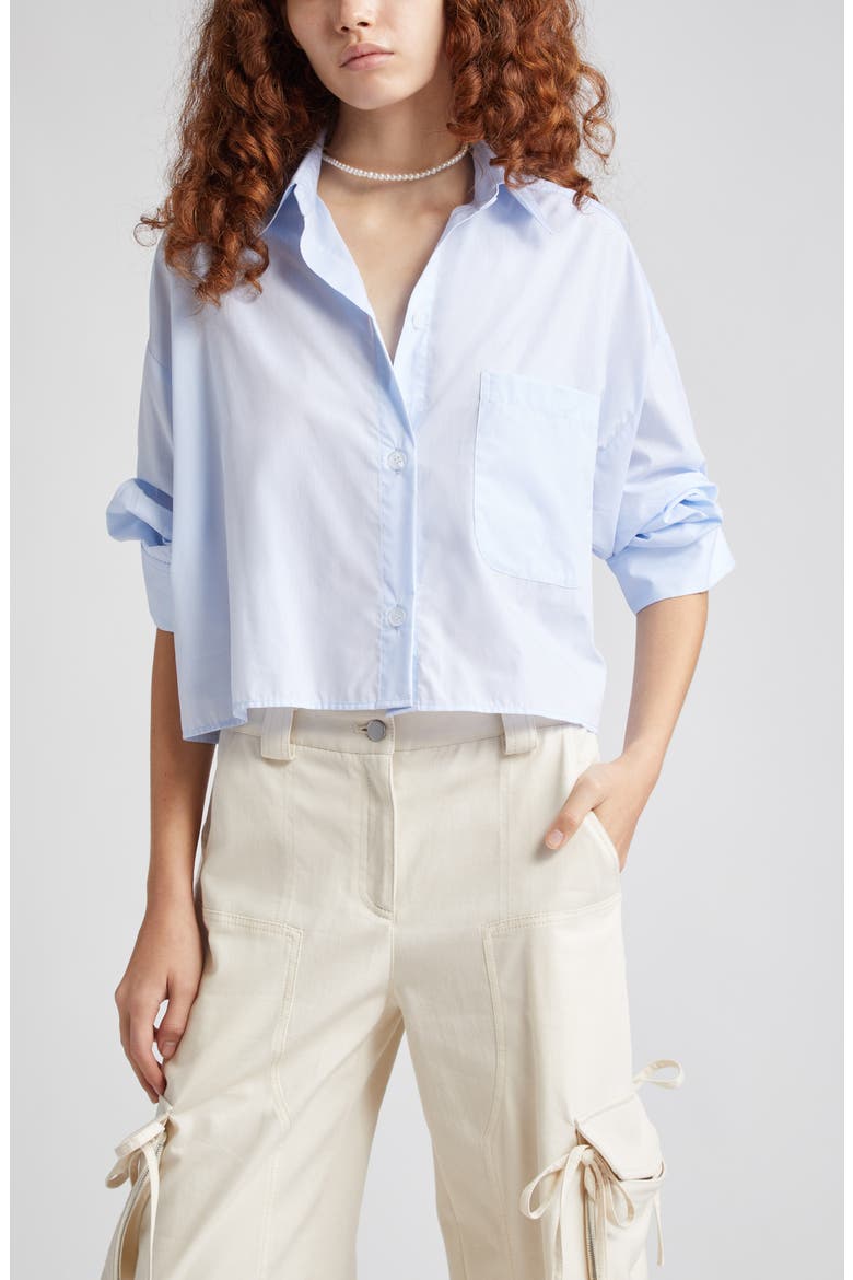 Next Ex Crop Button-Up Shirt, Alternate, color, BABY BLUE