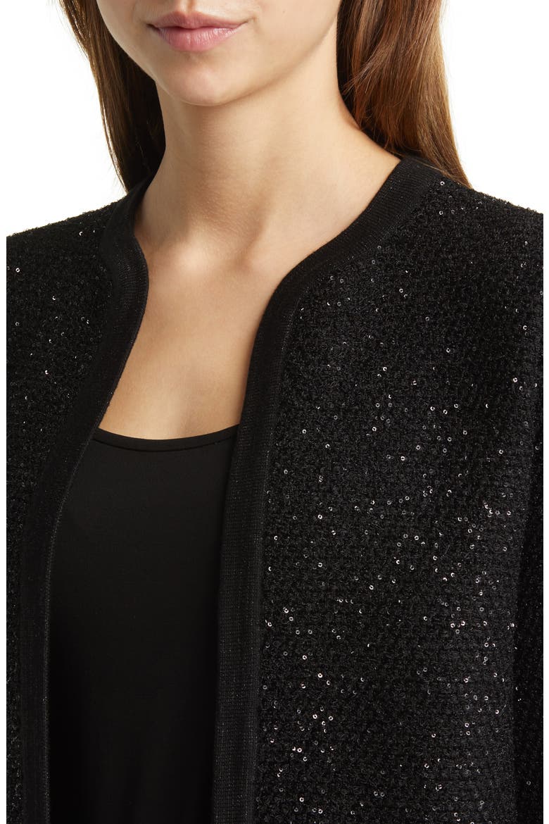 Sequin Sweater Jacket, Alternate, color, BLACK