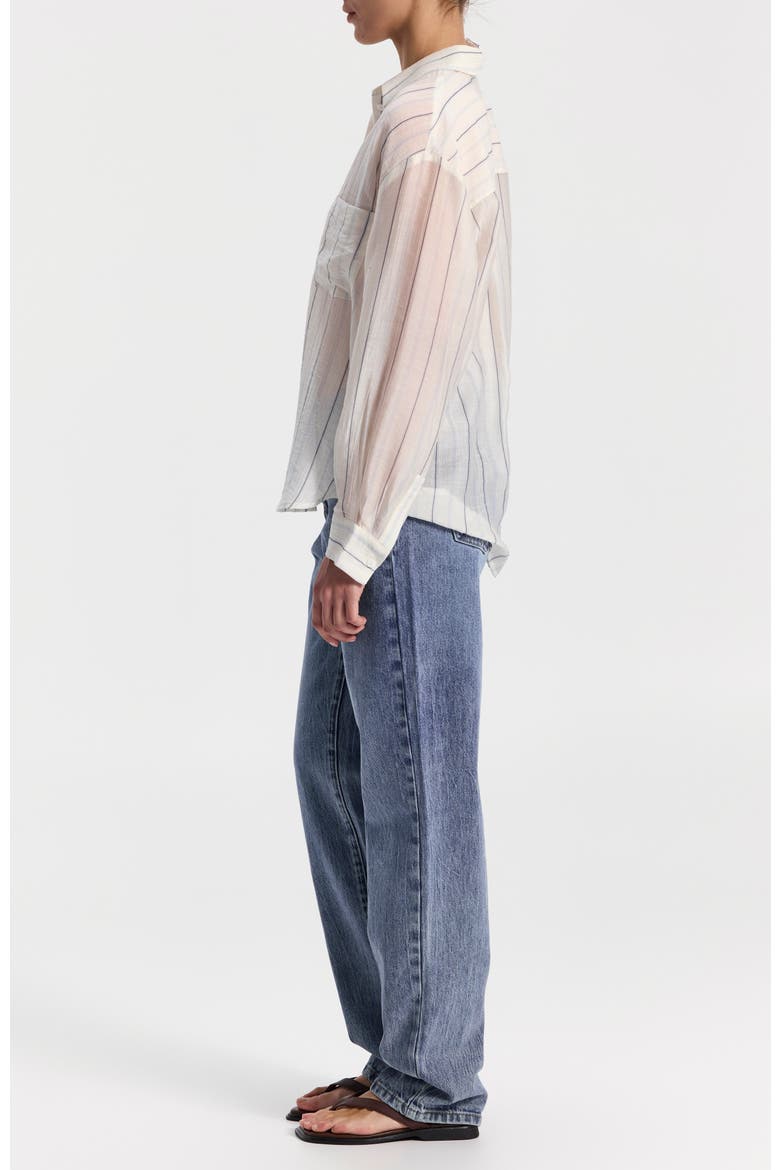 Striped Button-Up Shirt, Alternate, color, White-Blue Stripes