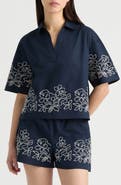 NVLT Embroidered Cotton Poplin Top