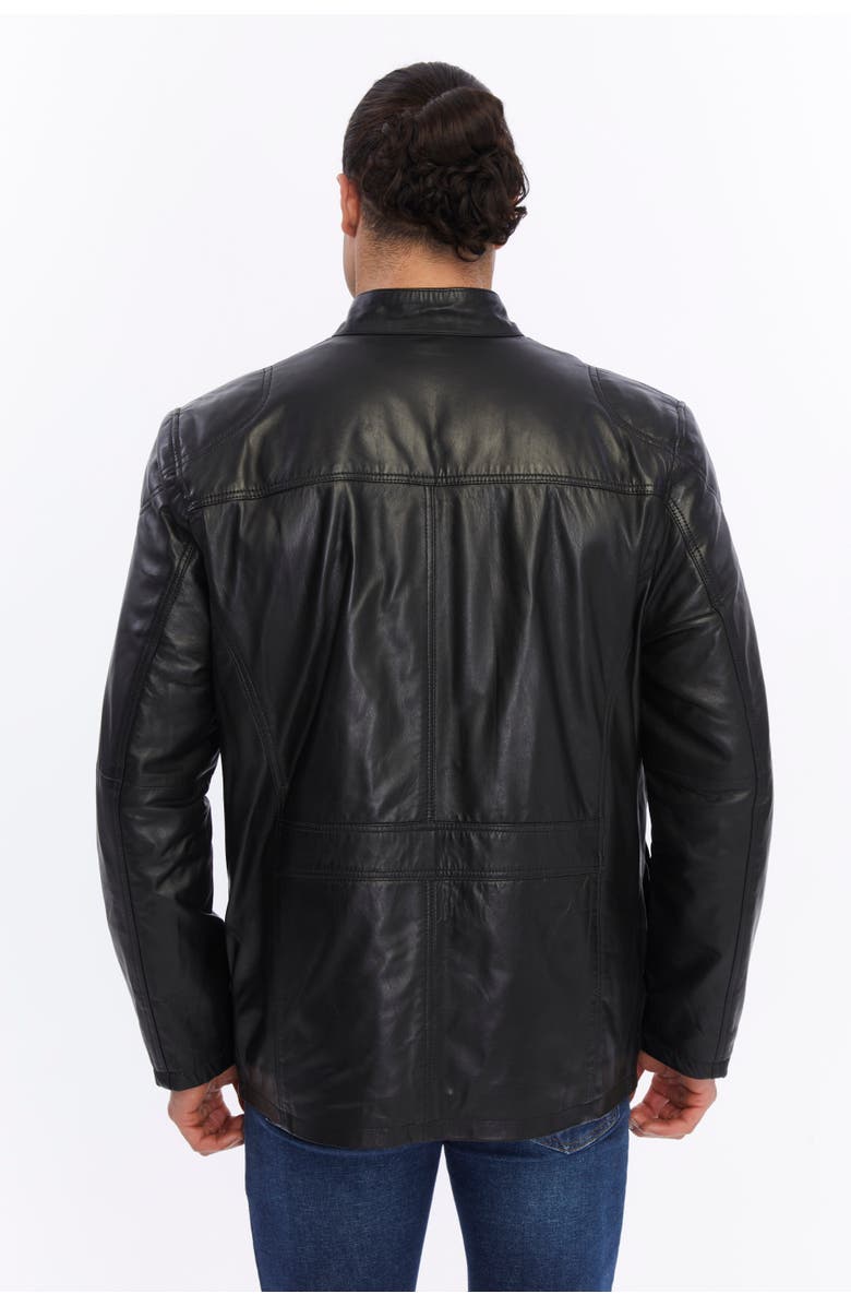 FURNIQ UK Utility Leather Jacket, Alternate, color, Black