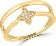 EFFY 14K Yellow Gold Diamond Clover Double Band Ring